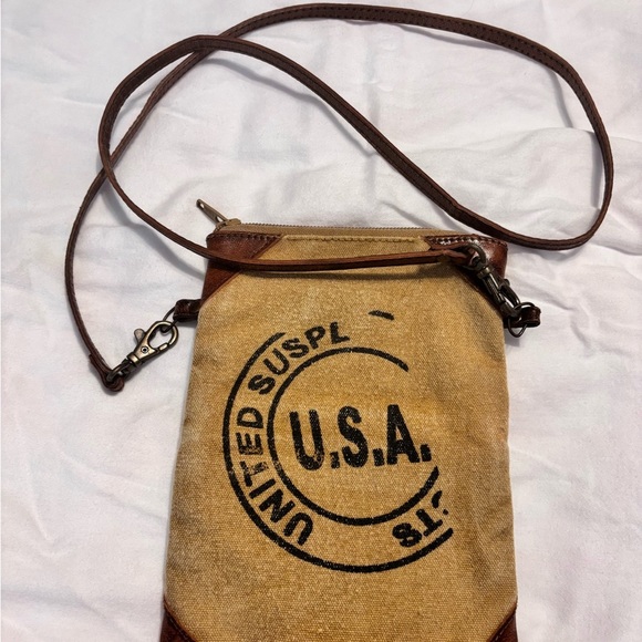 Mona B Handbags - Mona B Tan and Brown Crossbody Bag